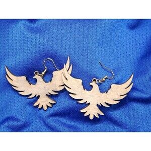 1 Pair Phoenix Shaped Laser Cut Wooden Dangle Earrings Boho Style.